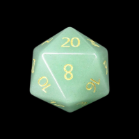 TDSO Aventurine Green with Engraved Gold Numbers Precious Gem D20 Dice
