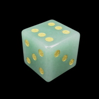TDSO Aventurine Green with Engraved Gold Numbers Precious Gem D6 Spot Dice