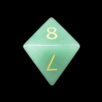 TDSO Aventurine Green with Engraved Gold Numbers Precious Gem D8 Dice