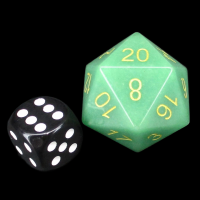 TDSO Aventurine Green With Gold Numbers JUMBO 30mm Precious Gem D20 Dice