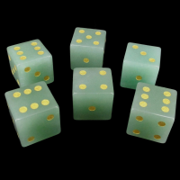 TDSO Aventurine Green with Engraved Gold Numbers Precious Gem 6 x D6 Dice Set