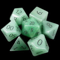 TDSO Aventurine Green with Engraved Numbers 16mm Precious Gem 7 Dice Polyset