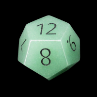 TDSO Aventurine Green with Engraved Numbers 16mm Precious Gem D12 Dice