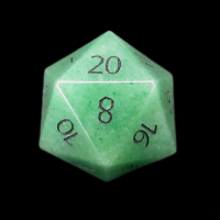 TDSO Aventurine Green with Engraved Numbers 16mm Precious Gem D20 Dice