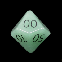 TDSO Aventurine Green with Engraved Numbers 16mm Precious Gem Percentile Dice