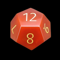 TDSO Carnelian with Gold Engraved Numbers Precious Gem D12 Dice