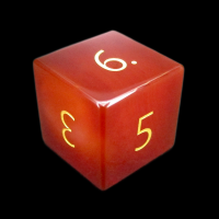TDSO Carnelian with Gold Engraved Numbers Precious Gem D6 Dice