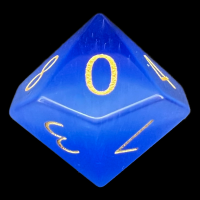 TDSO Cats Eye Dark Blue with Gold Glass D10 Dice