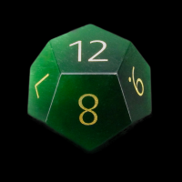 TDSO Cats Eye Dark Green with Gold Engraved Numbers Precious Gem D12 Dice