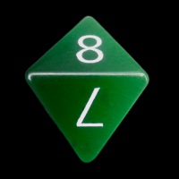 TDSO Cats Eye Dark Green with Engraved Numbers 16mm Precious Gem D8 Dice