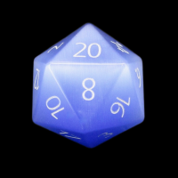 TDSO Cats Eye Light Blue with Engraved Numbers 16mm Precious Gem D20 Dice