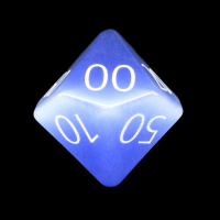 TDSO Cats Eye Light Blue with Engraved Numbers 16mm Precious Gem Percentile Dice