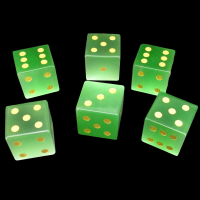 TDSO Cats Eye Light Green with Gold Engraved Spots Precious Gem 6 x D6 Dice Set