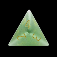 TDSO Cats Eye Light Green with Engraved Gold Numbers Precious Gem D4 Dice