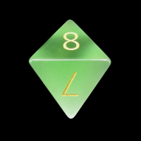 TDSO Cats Eye Light Green with Engraved Gold Numbers Precious Gem D8 Dice