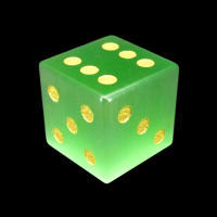 TDSO Cats Eye Light Green with Gold Engraved Numbers D6 Spot Dice