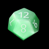 TDSO Cats Eye Light Green with Engraved Numbers 16mm Precious Gem D12 Dice
