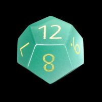 TDSO Cats Eye Mint Green with Engraved Numbers 16mm Precious Gem D12 Dice