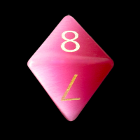 TDSO Cats Eye Pink with Engraved Numbers 16mm Precious Gem D8 Dice
