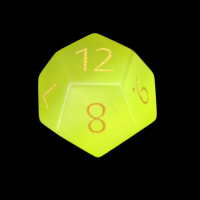 TDSO Cats Eye Yellow with Engraved Gold Numbers Precious Gem D12 Dice