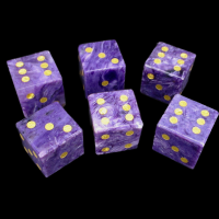 TDSO Charoite with Engraved Spots 16mm Precious Gem 6 x D6 Dice Set