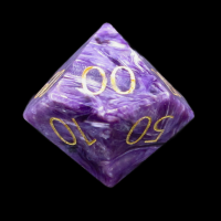 TDSO Charoite with Engraved Numbers 16mm Precious Gem Percentile Dice