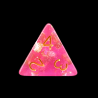 TDSO Confetti Hot Pink & Gold D4 Dice