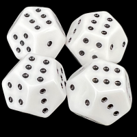 DodecaD6 Opaque White & Black 12 Sided D6 Dice Set (4)