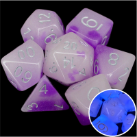 TDSO Duel Amethyst & White Glow in the Dark 7 Dice Polyset