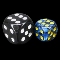 TDSO Duel Black & Blue With Yellow 12mm Spot D6 Dice