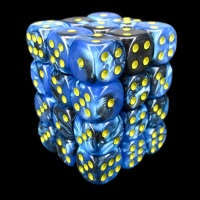 TDSO Duel Black & Blue With Yellow 36 x D6 Dice Set