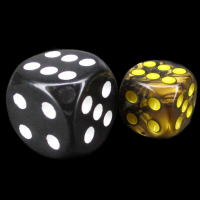 TDSO Duel Black & Golden With Yellow 12mm Spot D6 Dice
