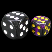 TDSO Duel Black & Purple With Yellow 12mm Spot D6 Dice