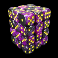 TDSO Duel Black & Purple With Yellow 36 x D6 Dice Set