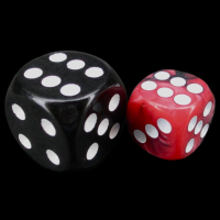 TDSO Duel Black & Red With White 12mm D6 Spot Dice