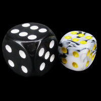 TDSO Duel Black & White With Yellow 12mm D6 Spot Dice