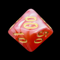 TDSO Duel Red & White With Gold Percentile Dice