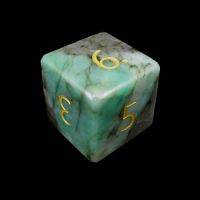 TDSO Emerald with Engraved Gold Numbers 16mm Precious Gem D6 Dice