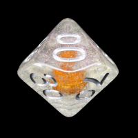 TDSO Encapsulated Glitter Flower Orange Percentile Dice