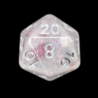 TDSO Encapsulated Glitter Flower Red D20 Dice
