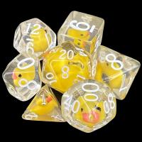 TDSO Encased Yellow Duck Clear & White 7 Dice Polyset LTD EDITION