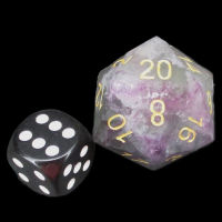 TDSO Fluorite with Gold Numbers JUMBO 30mm Precious Gem D20 Dice