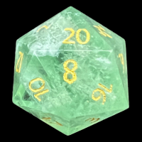TDSO Fluorite Green with Gold Precious Gem D20 Dice