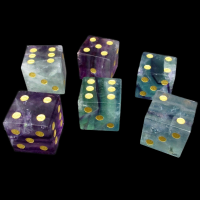 TDSO Fluorite with Engraved Numbers Precious Gem 6 x D6 Dice Set