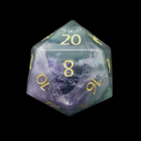 TDSO Fluorite with Engraved Numbers Precious Gem D20 Dice
