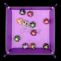 HALF PRICE TDSO Folding Purple Square Faux Leather Dice Tray