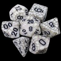 TDSO Fractured Black & White 7 Dice Polyset LTD EDITION