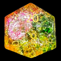 TDSO Fused Green Red & Yellow Glass D20 Dice
