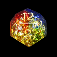 TDSO Fused Glass Rainbow with Engraved Numbers Precious Gem D12 Dice