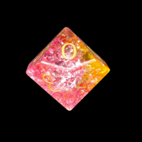 TDSO Fused Glass Red & Yellow with Gold D10 Dice
